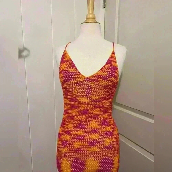 Acacia Swimwear Ipo Pink Orange Crochet Maxi Dress Cover Up $264 Beachy Vacay - Picture 2 of 7